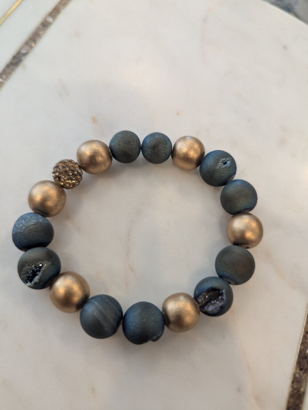 Beautiful Beaded Druzy And Rhinestone Bracelet